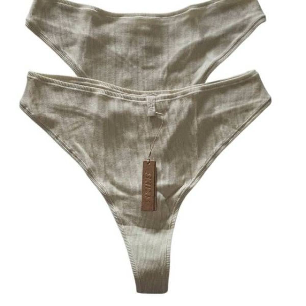2 PAIR SKIMS RIBBED COTTON PANTY NWT